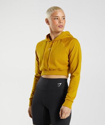 Gymshark Training Cropped Ženske Majica S Kapuljačom Žute | HR 3567KOR